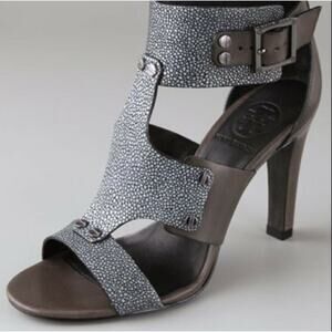 $375 TORY BURCH Teagan High Heel Gladiator Sandals Vegan Leather EUC Designer 9